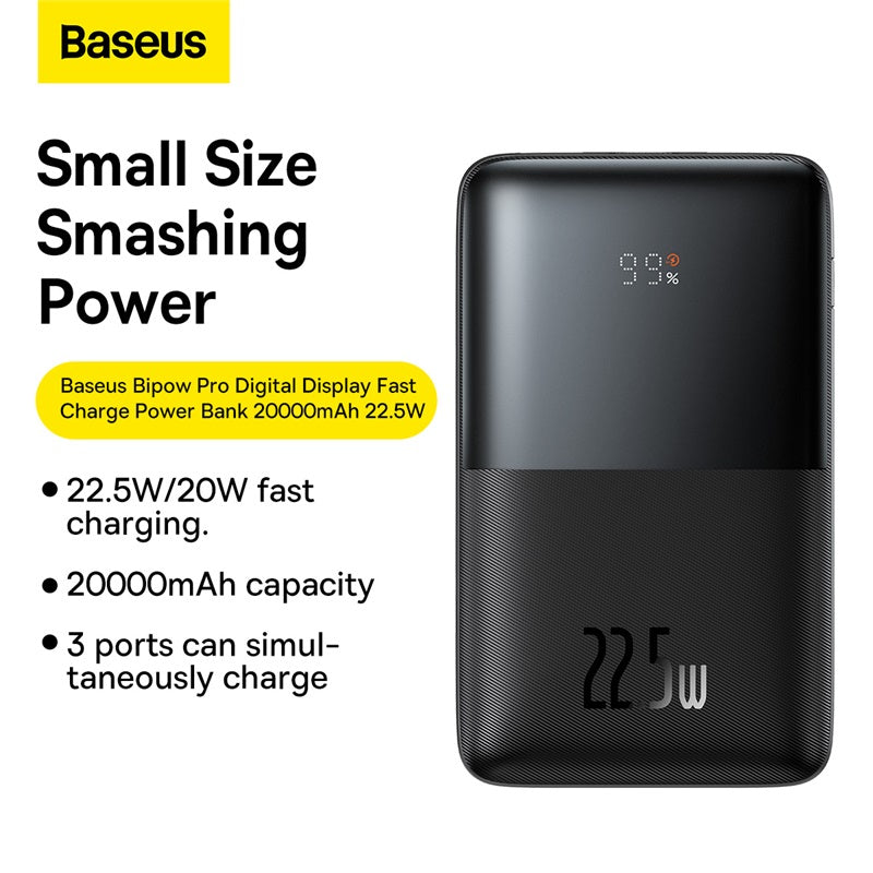 Baseus Power Bank 20000mAh USB Type-C 22.5W – Noir (PPBD040301)