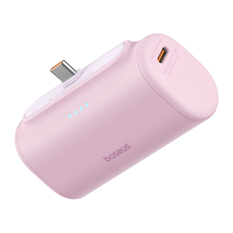 Baseus Compact Series 5000 mAh Fast Charging Power Bank 20 W PD Avec Connecteur Type-C intégré | Pocket Power Bank pour Voyage - pink- P10068306413-00
