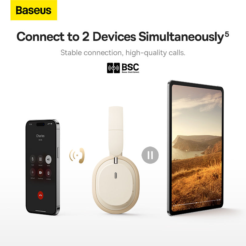 Baseus Casque sans fil 70 heures d’autonomie Cremy White – NGTD020202