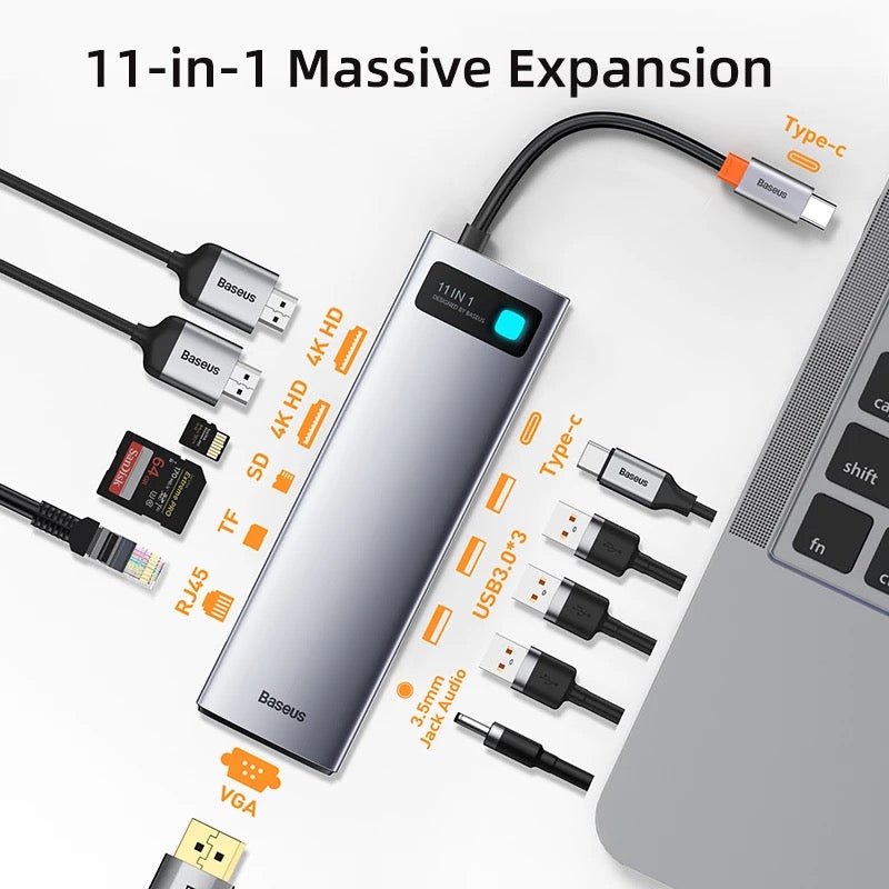 Adapteur Baseus 11-in-1 /Type-C HUB – Gris – CAHUB-CT0G