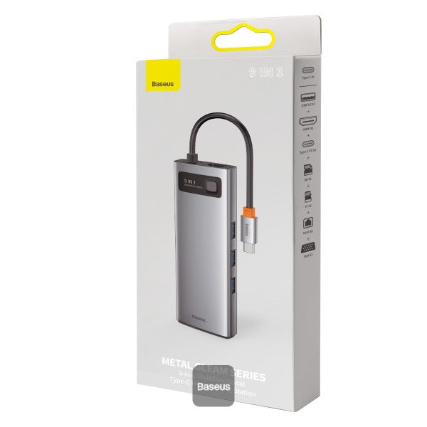 Baseus Adapteur 9 en 1 USB C Hub avec HDMI 4K Power Delivery pour MacBook Pro, Surface Pro, iPad Pro et Autres appareils de type C – CAHUB-CU0G