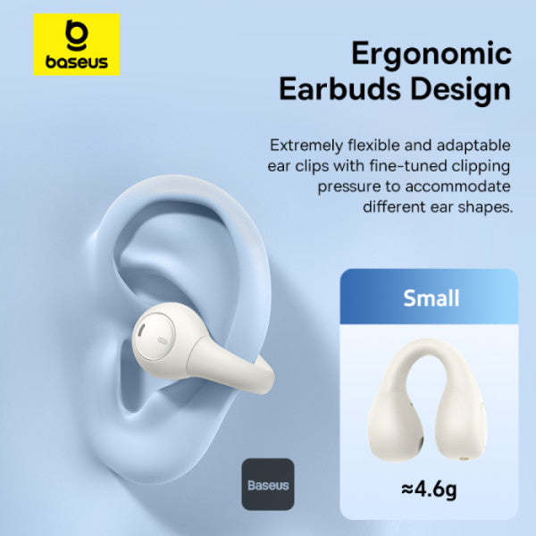 Écouteurs sans fil AirGo AS01 (A00069101223-00) pour le sport, Bluetooth 5.3, réduction du bruit, 2 micros ENC Baseus blanc