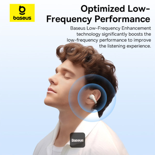 Écouteurs sans fil AirGo AS01 (A00069101223-00) pour le sport, Bluetooth 5.3, réduction du bruit, 2 micros ENC Baseus blanc