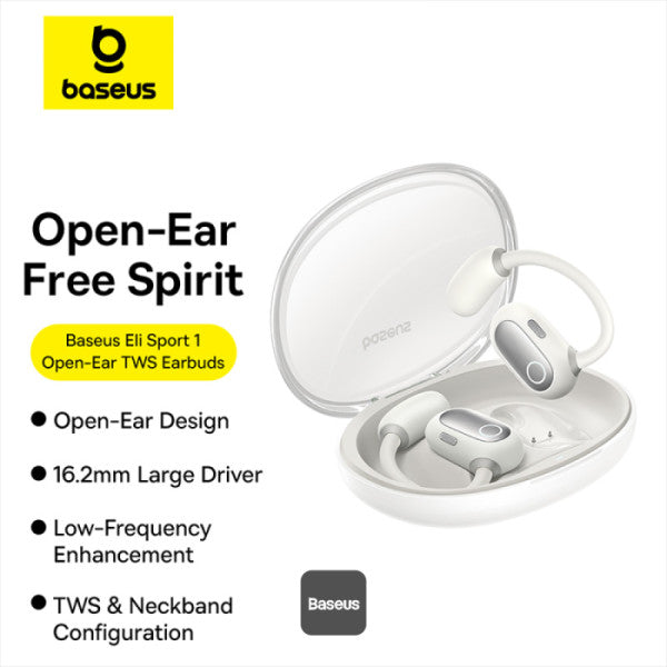 Baseus Eli Sport 1 – Écouteurs Open-Ear TWS pour le Sport (Blanc Stellar - A00064400221-00)