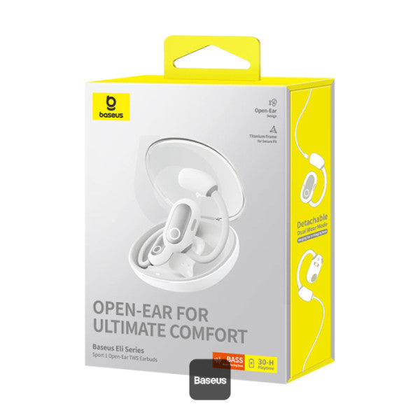 Baseus Eli Sport 1 – Écouteurs Open-Ear TWS pour le Sport (Blanc Stellar - A00064400221-00)