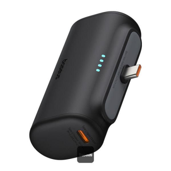 Baseus Compact Series 5000 mAh Fast Charging Power Bank 20 W PD Avec Connecteur Type-C intégré | Pocket Power Bank pour Voyage - Noir - P10068306113-00