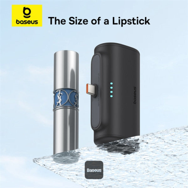 Baseus Compact Series 5000 mAh Fast Charging Power Bank 20 W PD Avec Connecteur Type-C intégré | Pocket Power Bank pour Voyage - Noir - P10068306113-00
