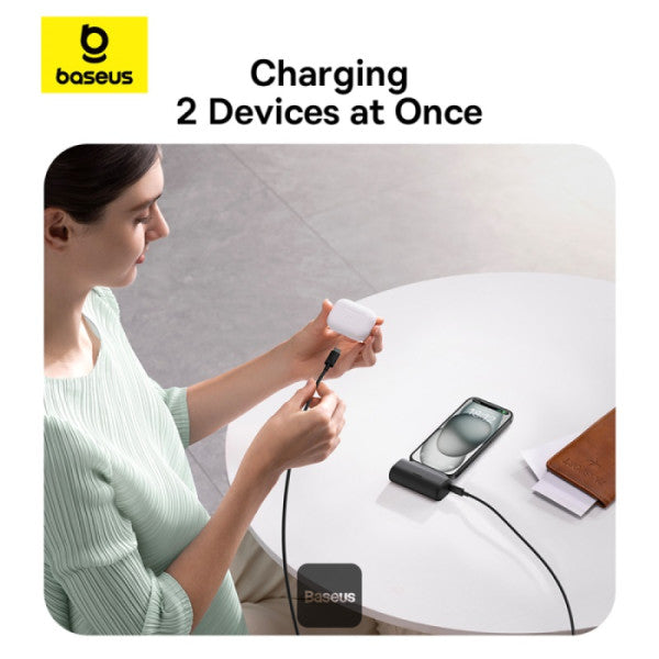 Baseus Compact Series 5000 mAh Fast Charging Power Bank 20 W PD Avec Connecteur Type-C intégré | Pocket Power Bank pour Voyage - Noir - P10068306113-00