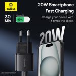 Baseus Chargeur Rapide 20W USB-C – Prise EU (Noir - P10162503113-00)