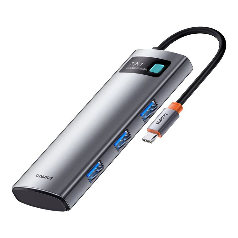 Baseus Gleam Hub 7-en-1 – Adaptateur USB-C Multifonction (Gris - B00030708811-00)