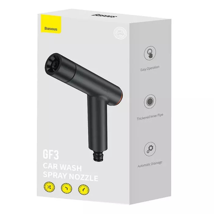 Baseus Pistolet de Lavage Auto - Gris Foncé + tuyau télescopique 15m et connecteur universel -CPGF020213