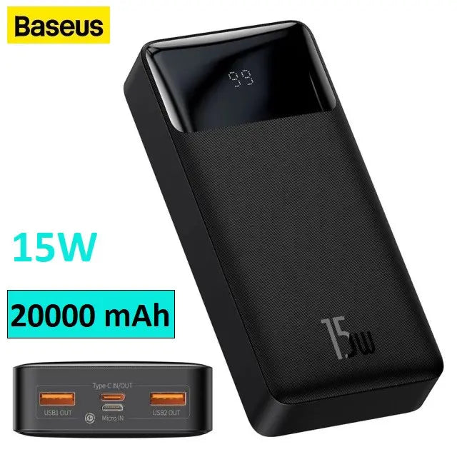Power Bank Baseus 20000mAh 15W 2xUSB, USB-C- Black – PPDML-J01