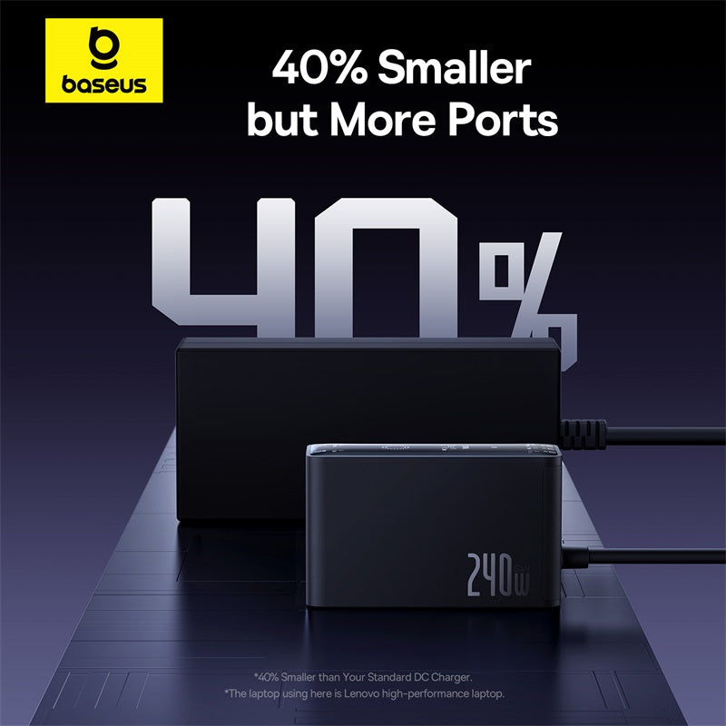 Baseus Chargeur 240W – 3x USB-C + 1x USB-A + 1x DC + Câble 1m (Noir - P10163901113-00)
