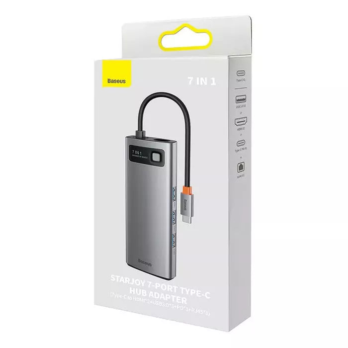 HUB Baseus Metal Gleam Multifunctional 7-in-1 (Type-C to HDMI+3xUSB3.0+PD+VGA+RJ45) Gray (WKWG040013)