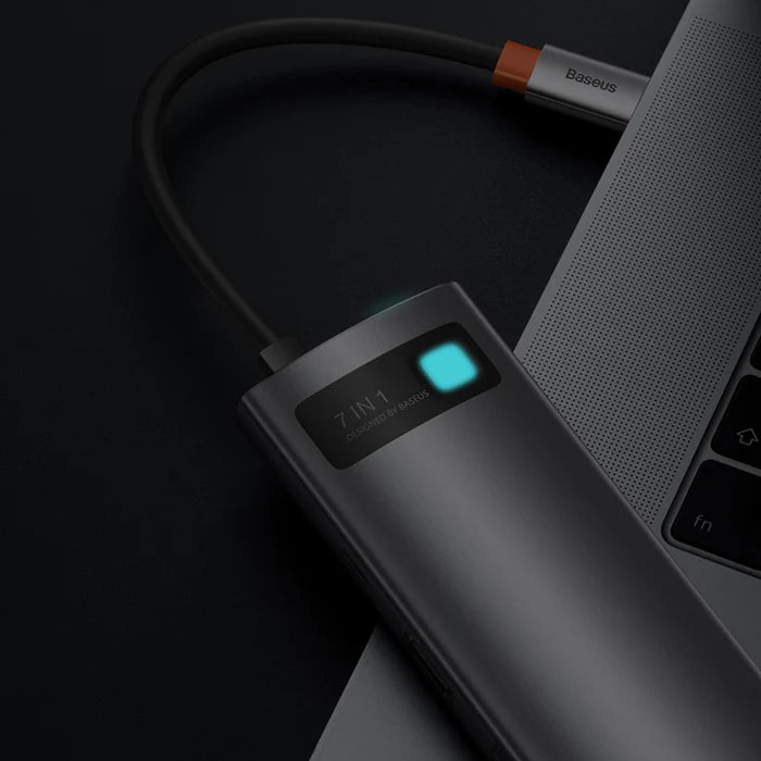 Baseus Gleam Hub 7-en-1 – Adaptateur USB-C Multifonction (Gris - B00030708811-00)