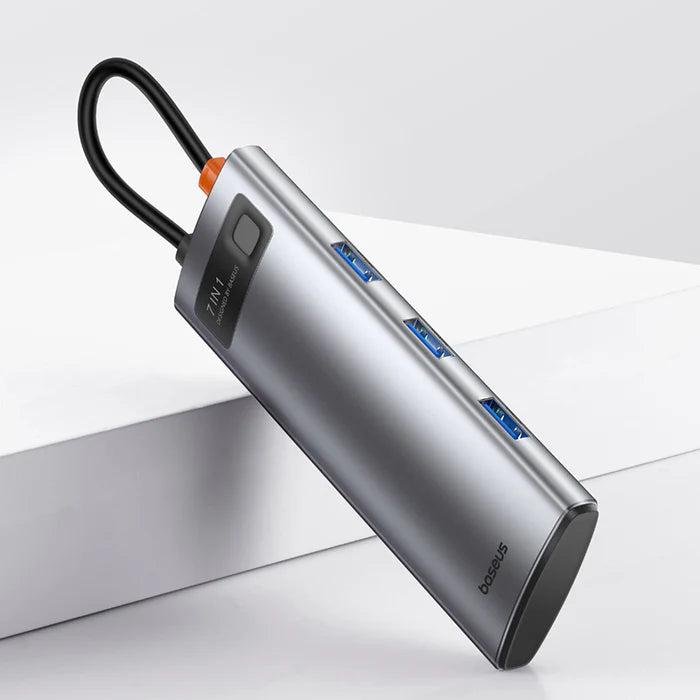 Baseus Gleam Hub 7-en-1 – Adaptateur USB-C Multifonction (Gris - B00030708811-00)