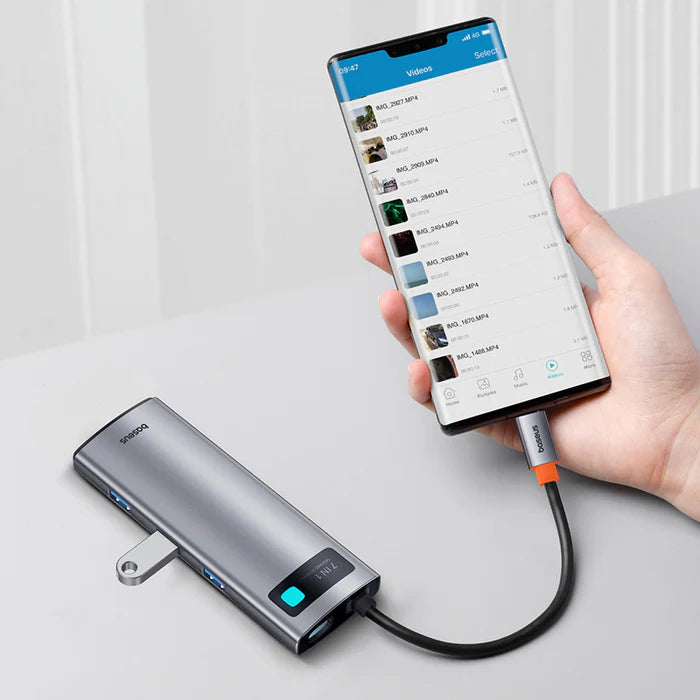 Baseus Gleam Hub 7-en-1 – Adaptateur USB-C Multifonction (Gris - B00030708811-00)