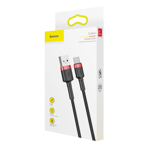 Cable Baseus USB-C 3A / 0.5 m-red and black-CATKLF-A91