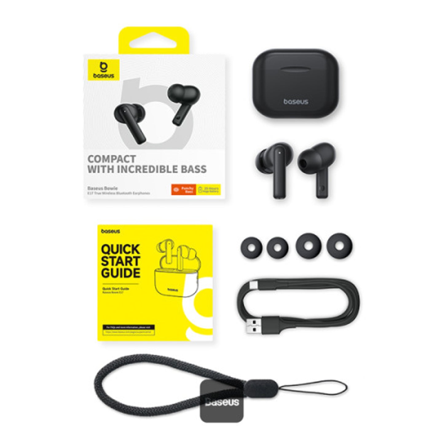 Baseus Bowie E17 – Écouteurs Sans Fil True Wireless avec Double Micro ENC & Punchy Bass (Noir - A00072200113-Z1)