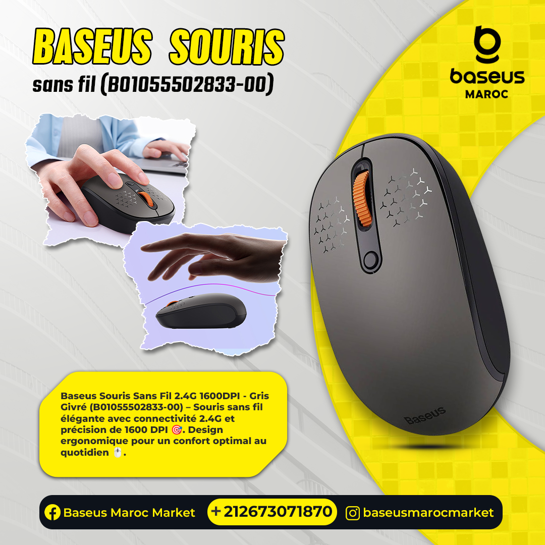 Souris Sans Fil Baseus 2.4G 1600DPI -gris - B01055502833-00