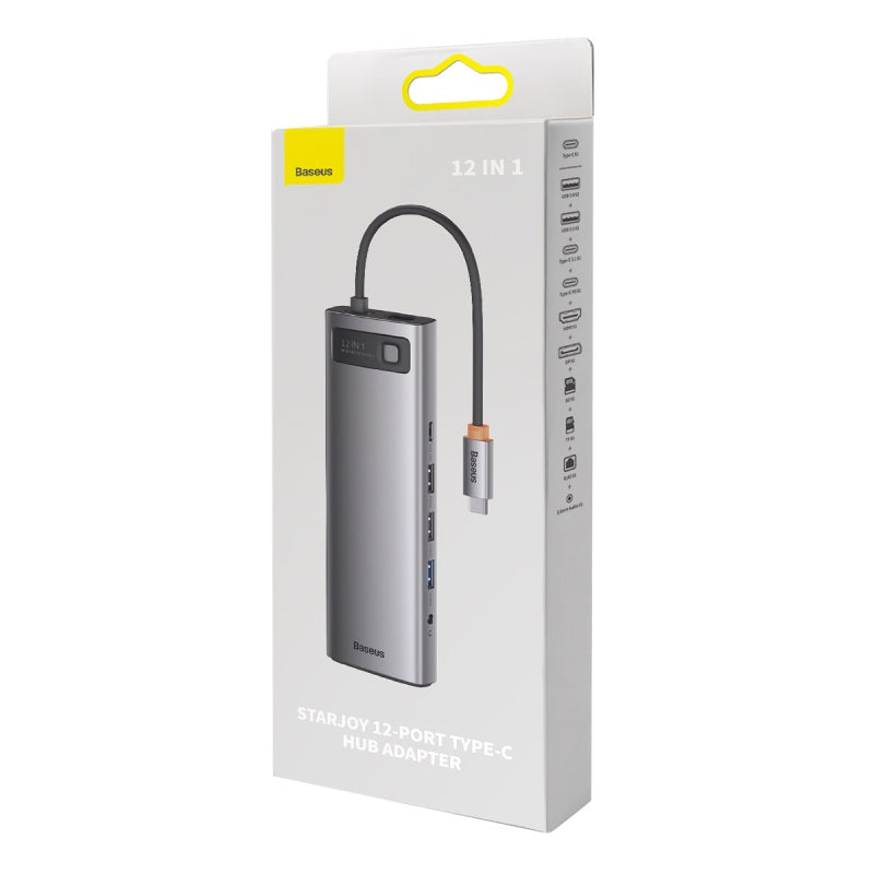 Baseus Adapteur 12-in-1 Multifunctional Type-C HUB / 3x Hdmi 3x Usb 3.1 2x USB 2.0 Type-c 3.1 PD Rj45*1 DP*1 3.5mm*1 -gris-WKWG020213