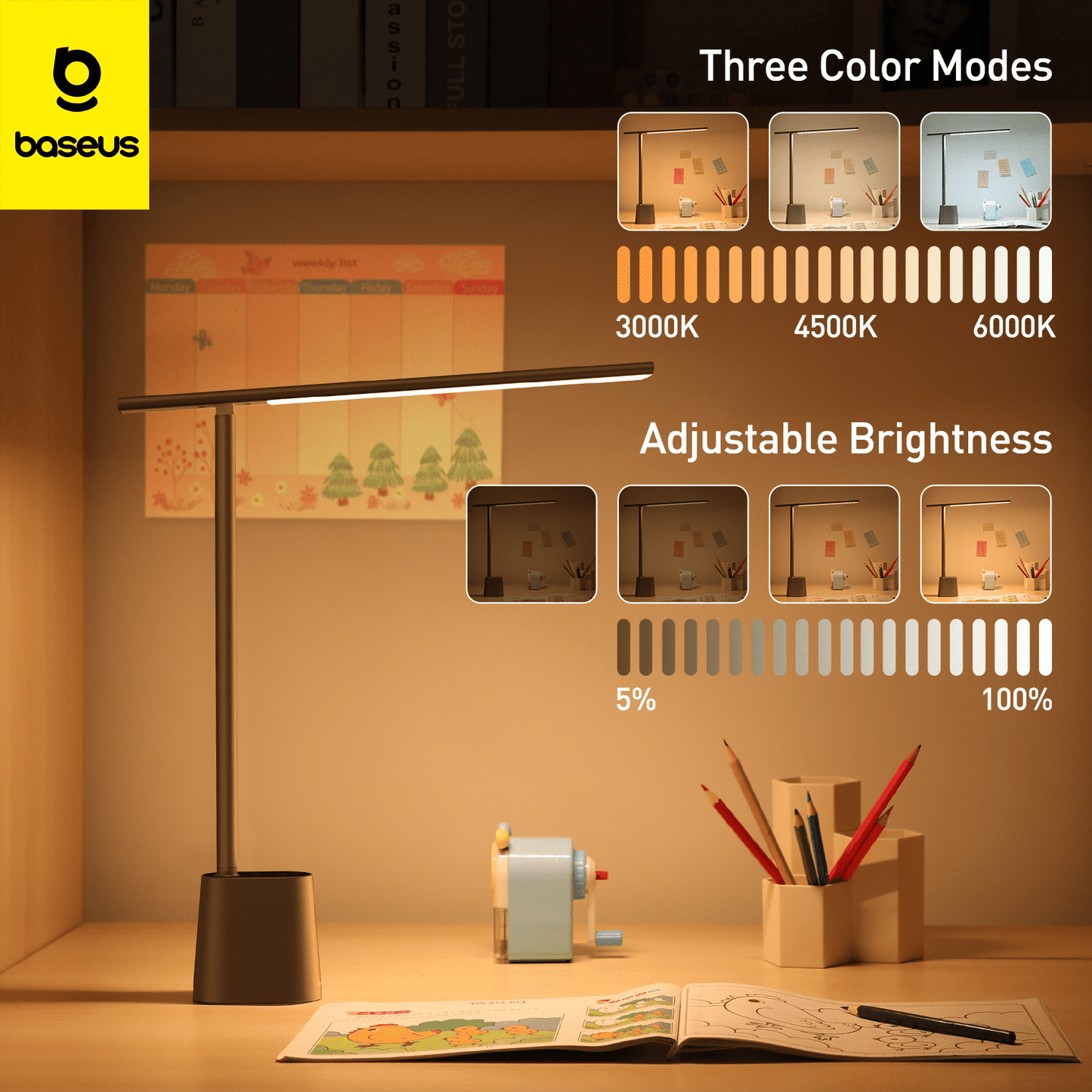 Baseus Lampe de bureau pliante rechargeable COULEUR bLANC DGZG-0G