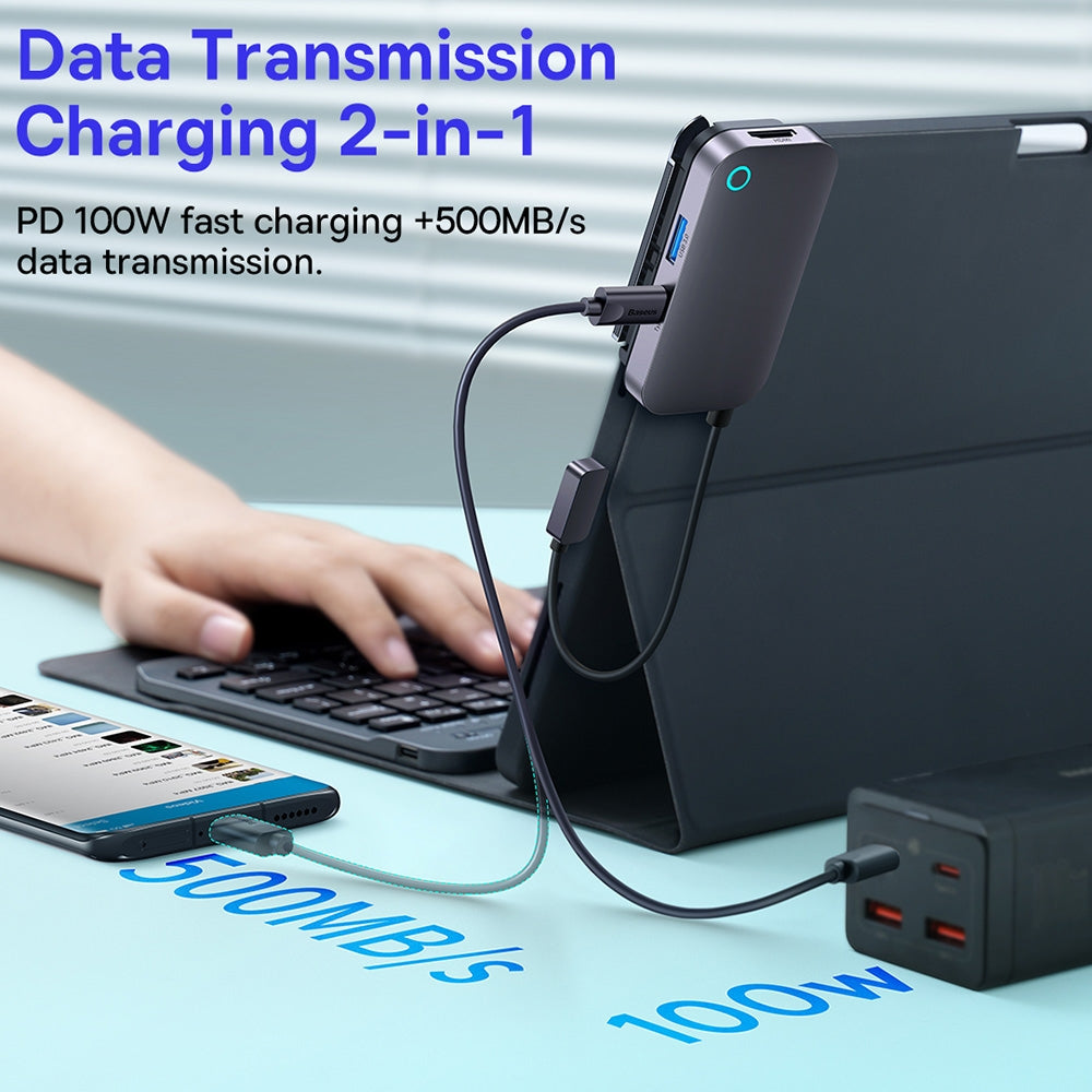 Baseus Adaptateur HUB 4 en 1 USB-C / Type-C vers USB3.0 + HDMI + USB-C / Type-C + Jack – WKWJ000013