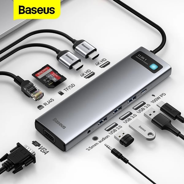 Adapteur Baseus 11-in-1 /Type-C HUB – Gris – CAHUB-CT0G