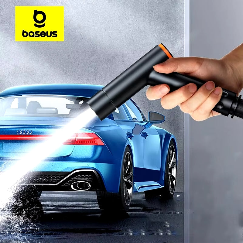 Baseus Pistolet de Lavage Auto - Gris Foncé + tuyau télescopique 15m et connecteur universel -CPGF020213
