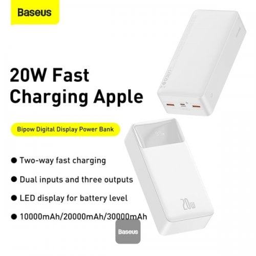 BASEUS POWER BANK 30000mAh 20W BLANC– PPBD050402