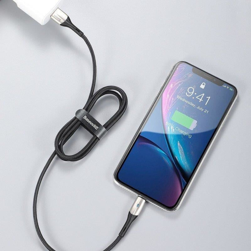 Baseus CALSP-B01 Câble USB Horizontal vers Lightning 1M (Noir) avec lampe indicatrice pour iPhone