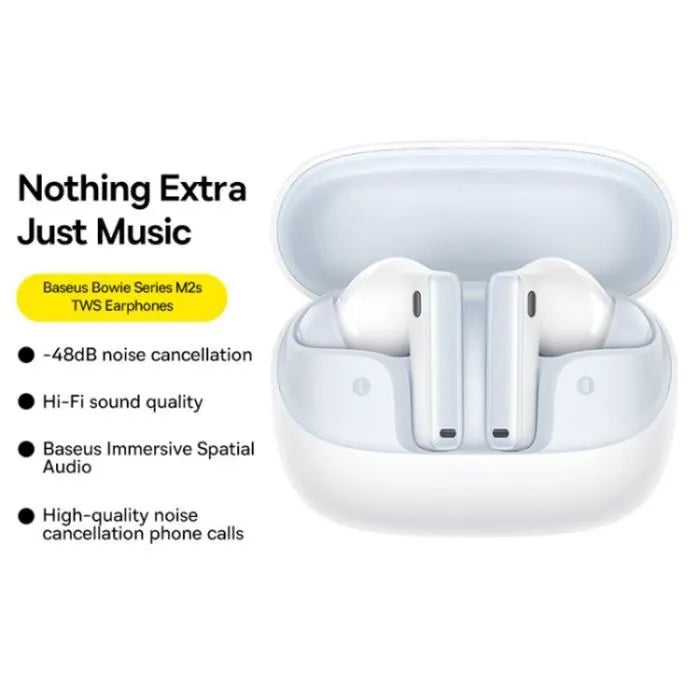 Baseus Bowie M2s – Écouteurs Sans Fil True Wireless avec ANC (Moon White - NGTW350102)