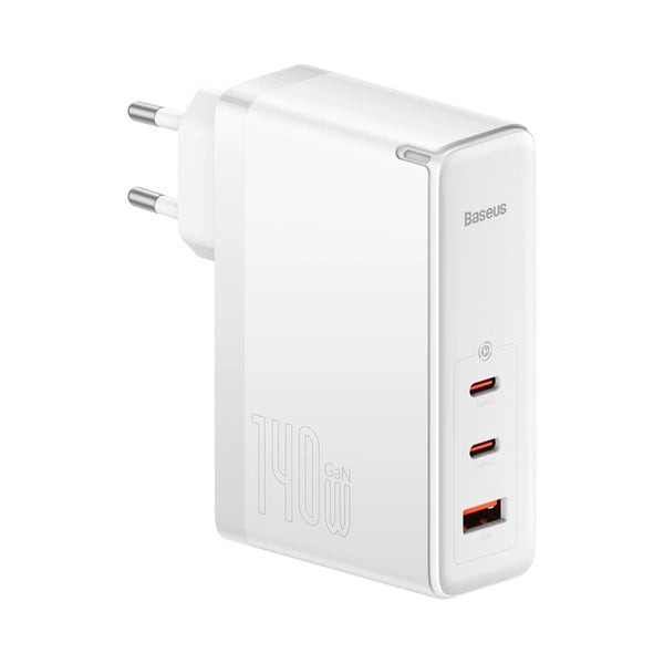 Baseus Chargeur Pro 2C+U 140W EU Blanc Avec Cable TYPE-C vers TYPE-C 240W 48V/5A 1M Blanc-ccgp100202