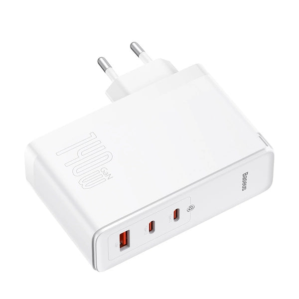 Baseus Chargeur Pro 2C+U 140W EU Blanc Avec Cable TYPE-C vers TYPE-C 240W 48V/5A 1M Blanc-ccgp100202