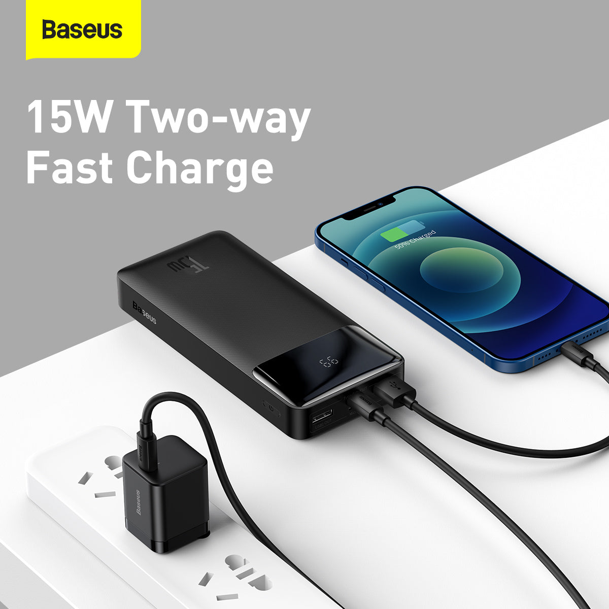 Power Bank Baseus 20000mAh 15W 2xUSB, USB-C- Black – PPDML-J01