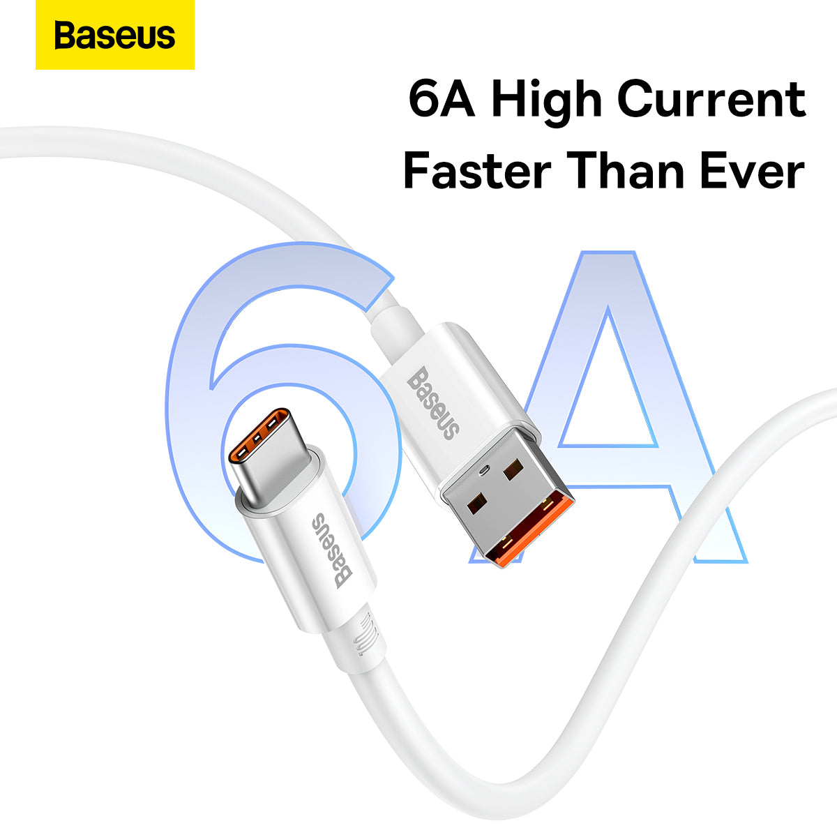 Cable baseus USB to Type-C, 100W, 6A,1m White/ Superior Series Cable/CAYS001302