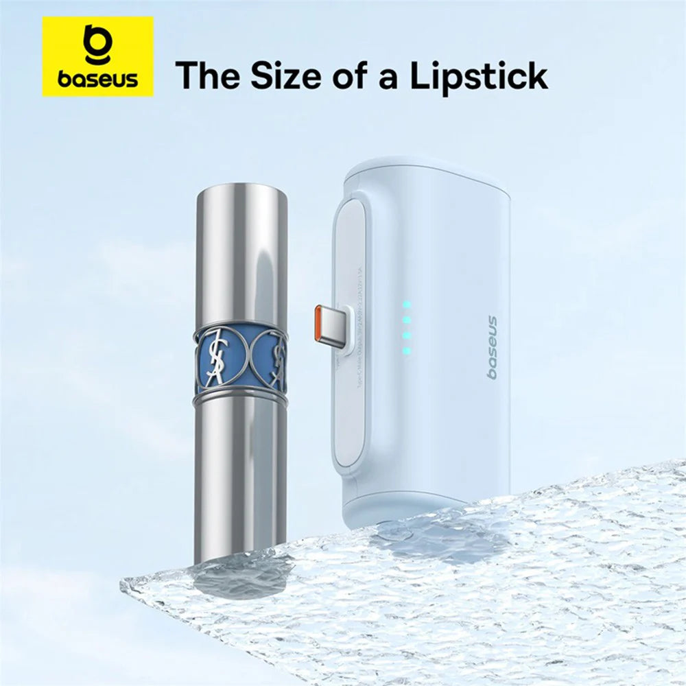 Baseus Compact Series 5000 mAh Fast Charging Power Bank 20 W PD Avec Connecteur Type-C intégré | Pocket Power Bank pour Voyage - beu-P10068306313-00
