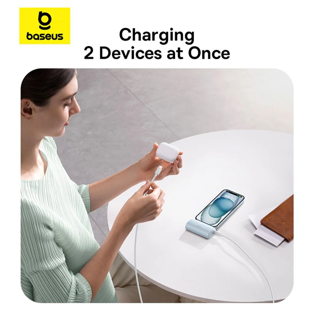Baseus Compact Series 5000 mAh Fast Charging Power Bank 20 W PD Avec Connecteur Type-C intégré | Pocket Power Bank pour Voyage - beu-P10068306313-00