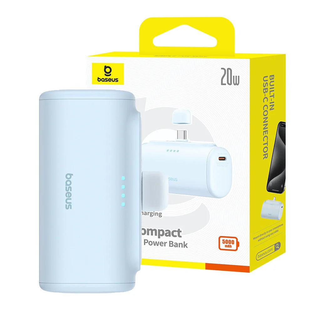 Baseus Compact Series 5000 mAh Fast Charging Power Bank 20 W PD Avec Connecteur Type-C intégré | Pocket Power Bank pour Voyage - beu-P10068306313-00