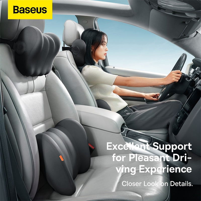 Baseus Pack ComfortRide Series Car Headrest/Lumbar Pillow Combo Set Cluster – Noir – C20036404111-00