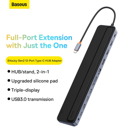 Baseus Adaptateur Type-C Conversion HDMI*2+USB3.0*3+PD*1+DP*1+SD/TF*1+RJ45*1+Type-C Data*1+3.5mm*1 Noir-WKSX030213