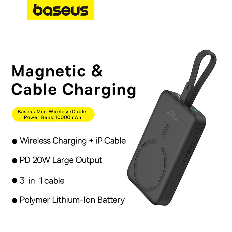 Baseus Magnetic Mini Wireless Fast Charge Power Bank iP Edition 10000mAh 20W – Noir – P10022109113-00