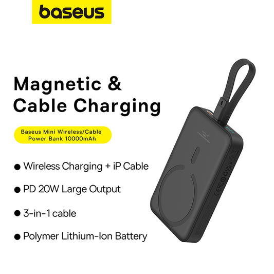 Baseus Magnetic Mini Wireless Fast Charge Power Bank iP Edition 10000mAh 20W – Noir – P10022109113-00