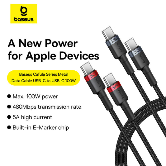 Baseus 2 Câble de charge USB-C vers USB-C 100W (1 m, lot de 2) – Noir + Gris – P10318306003-00