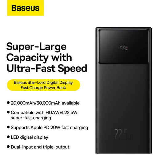 BASEUS PPXJ080001 Star-Lord Power Bank 20000mAh 22.5W Noir