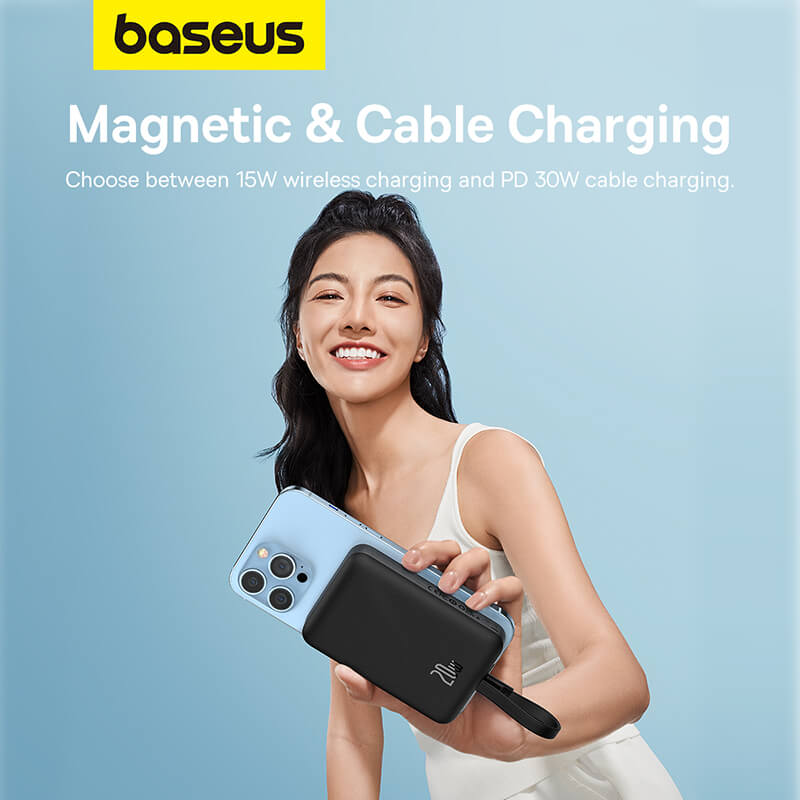 Baseus Magnetic Mini Wireless Fast Charge Power Bank iP Edition 10000mAh 20W – Noir – P10022109113-00