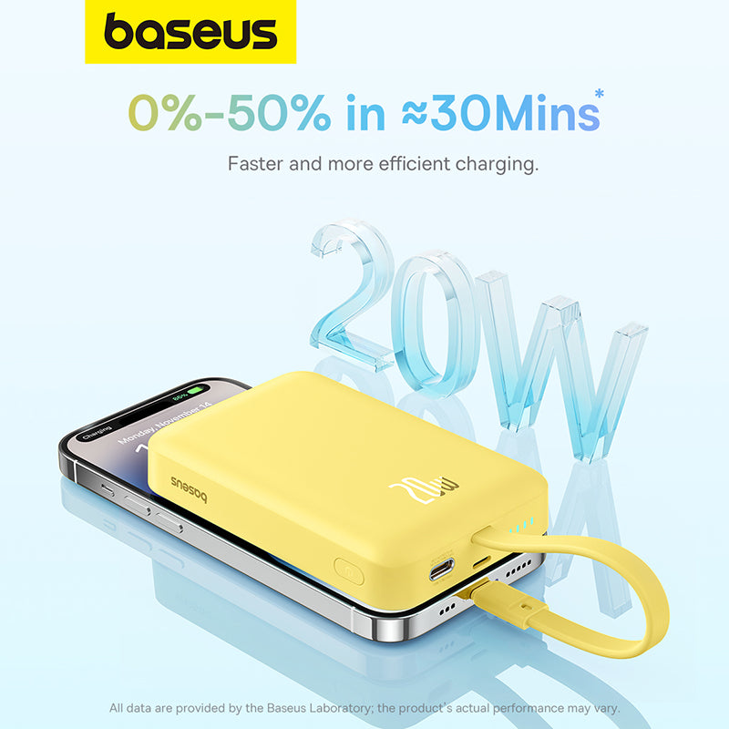 Baseus Magnetic Mini Wireless Fast Charge Power Bank iP Edition 10000mAh 20W – Jaune – P10022109Y23-00