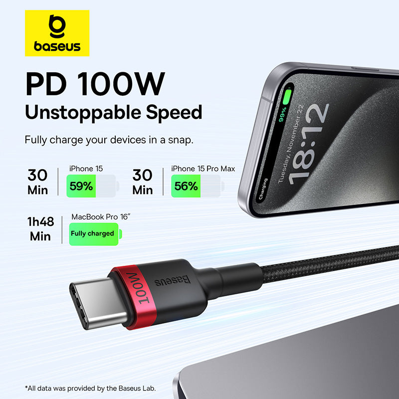 Baseus 2 Câble de charge USB-C vers USB-C 100W (1 m, lot de 2) – Noir + Gris – P10318306003-00