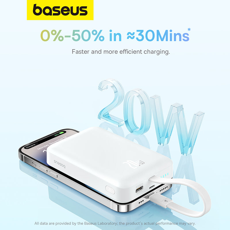 Baseus Magnetic Mini Wireless Fast Charge Power Bank iP Edition 10000mAh 20W – Blanc – P10022109223-00