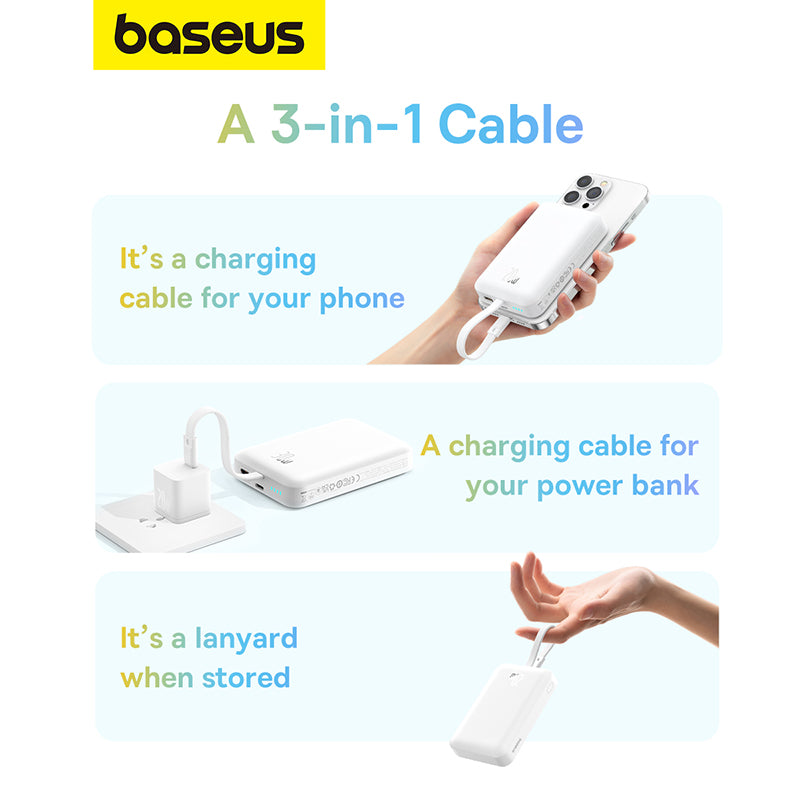 Baseus Magnetic Mini Wireless Fast Charge Power Bank iP Edition 10000mAh 20W – Blanc – P10022109223-00